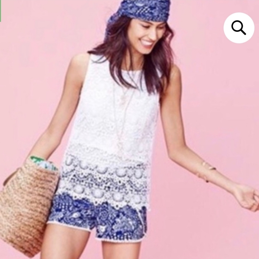 Lilly Pulitzer for Target "Upstream" Fish Print Pom-Pom Shorts – Size Small